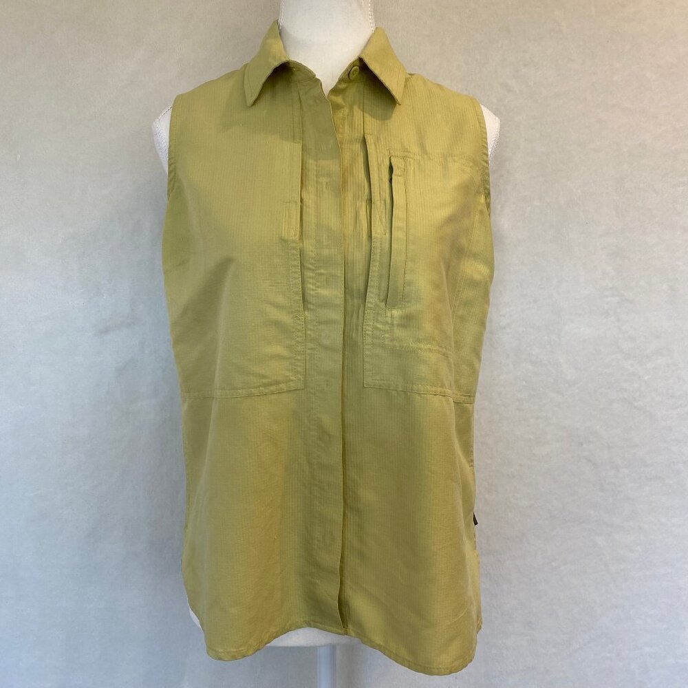 Royal Robbins Sleeveless Outdoor Travel Button-Down Shirt Chartreuse Size Small